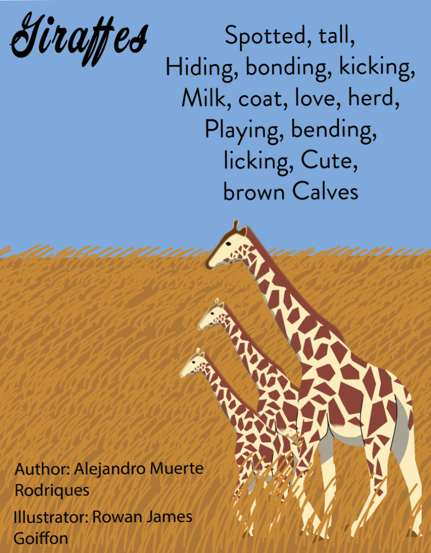 Illustration of Giraffe alongside a childrens poem